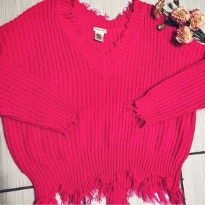 Main Strip Hot Pink Sweater, Size Large but fits like a Medium